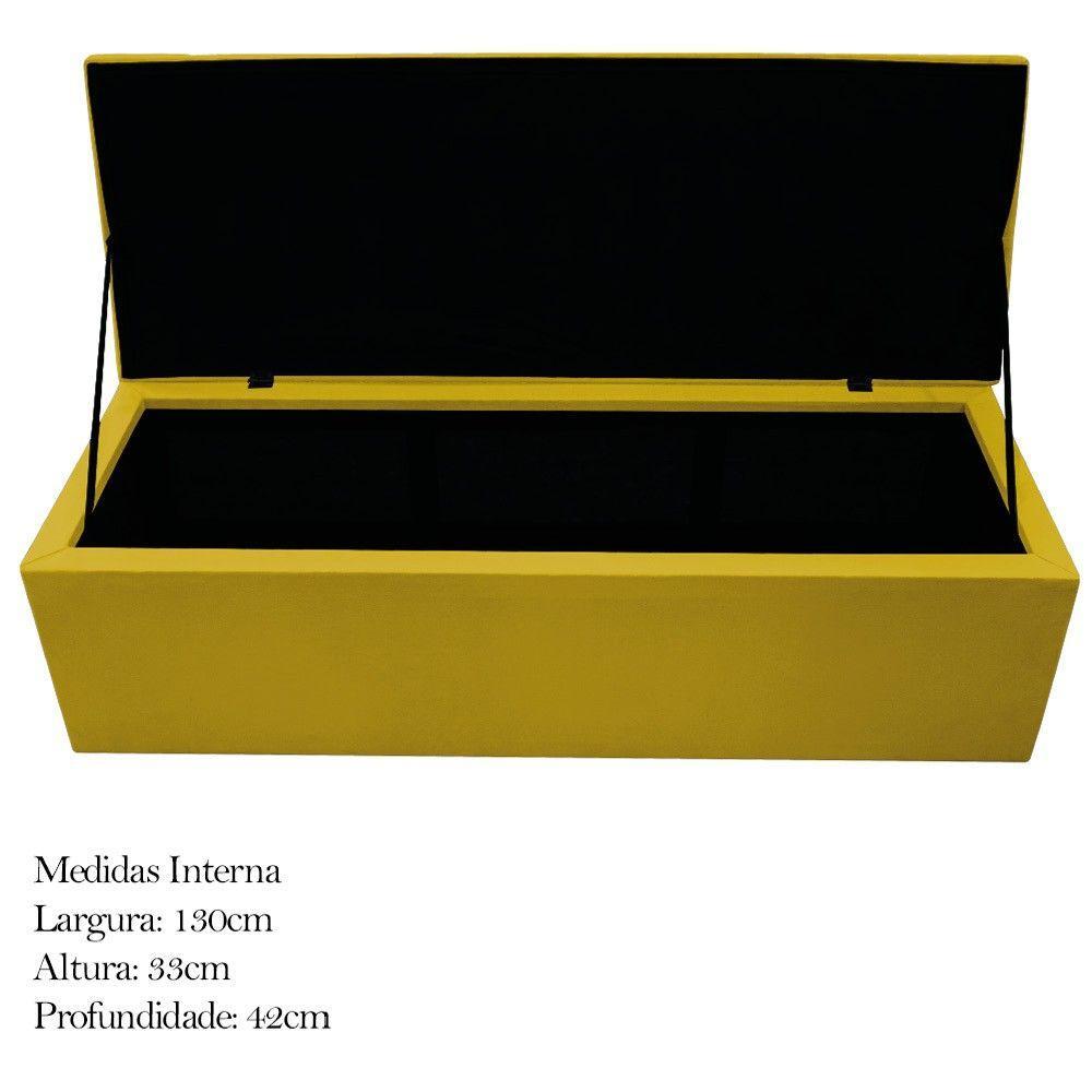 Calçadeira Baú Mel 140 Cm Casal Com Capitonê Suede Amarelo - 4