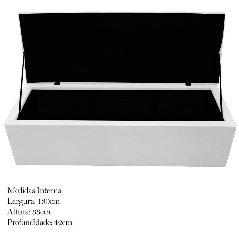 Calçadeira Baú Mel 140 Cm Casal Com Capitonê Suede Branco - 5