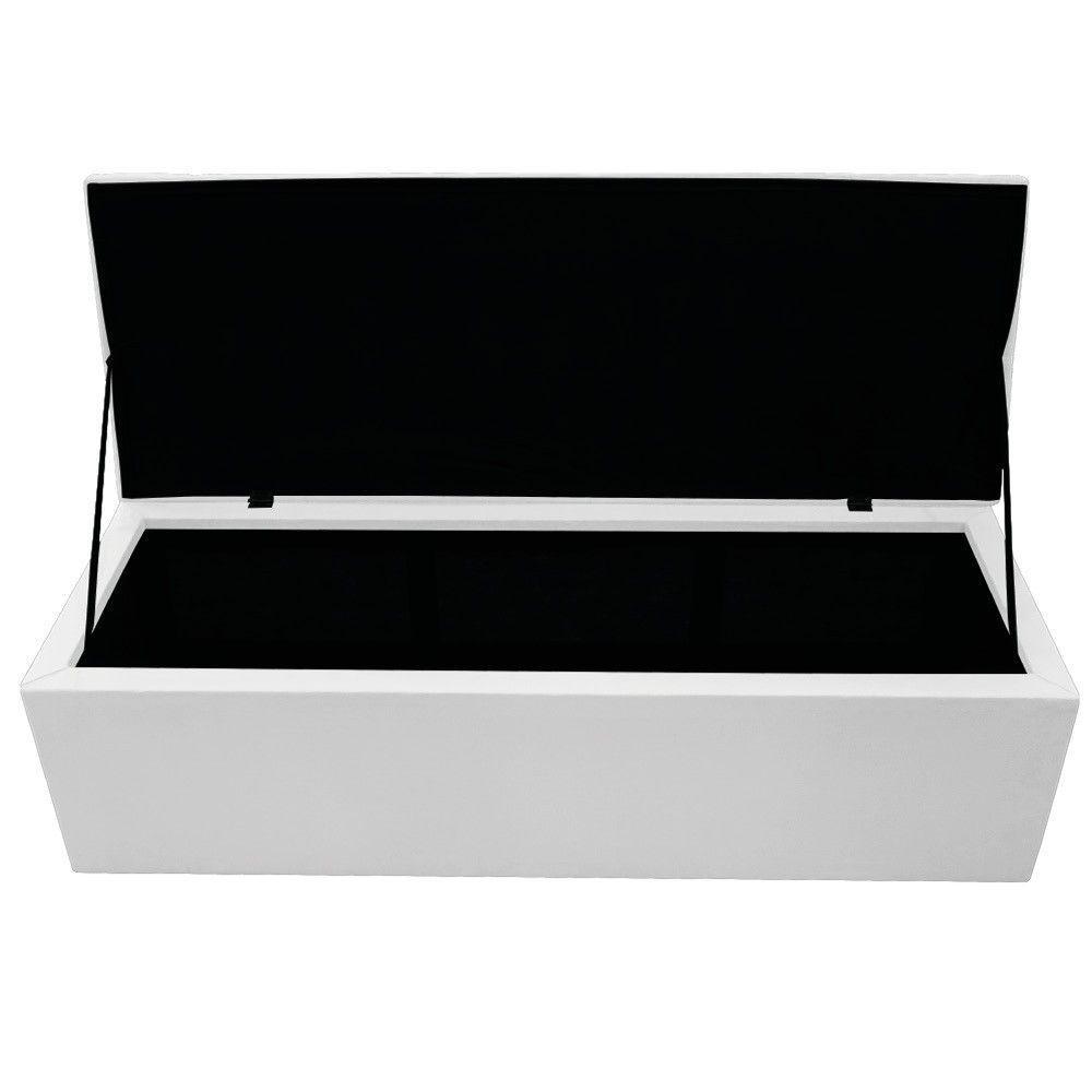 Calçadeira Baú Mel 140 Cm Casal Com Capitonê Suede Branco - 6