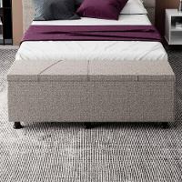 Baú Sapateira Estofada Casal King Size 195 Cm Júpiter Linho Skybox Marrom - 6