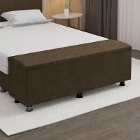 Baú Sapateira Estofada Casal Queen Size 160 Cm Terra Veludo Skybox Marrom - 1