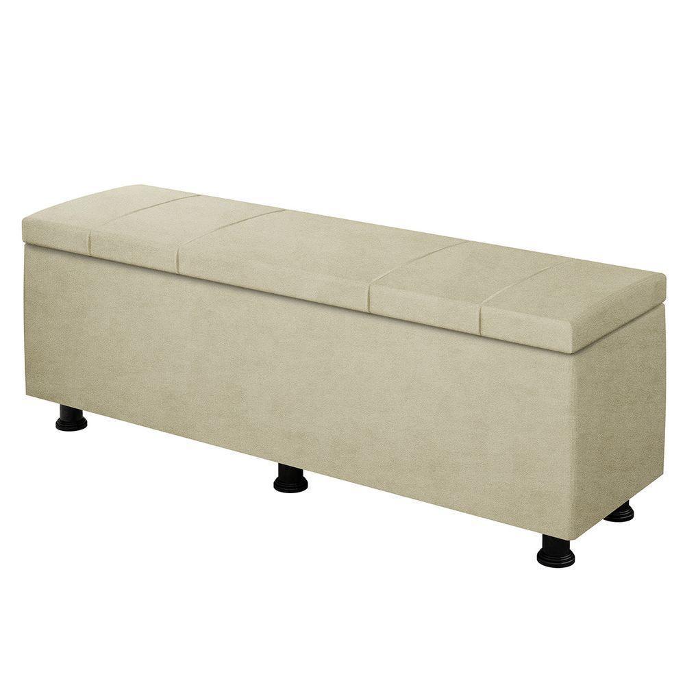 Baú Sapateira Estofada Casal King Size 195 Cm Venus Veludo Skybox Bege - 2
