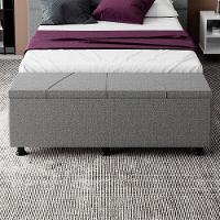 Baú Sapateira Estofada Casal Queen Size 160 Cm Júpiter Linho Skybox Cinza