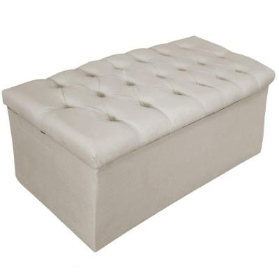 Calçadeira Baú Estofada 90 Cm Solteiro Suede Bege Adj Decor