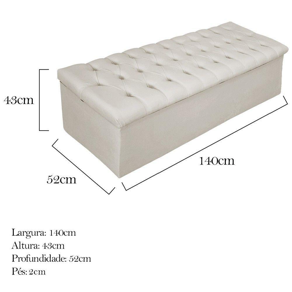 Calçadeira Baú Estofada Mel 140 Cm Casal Com Capitonê Bege - 2