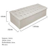 Calçadeira Baú Estofada Mel 140 Cm Casal Com Capitonê Bege - 2