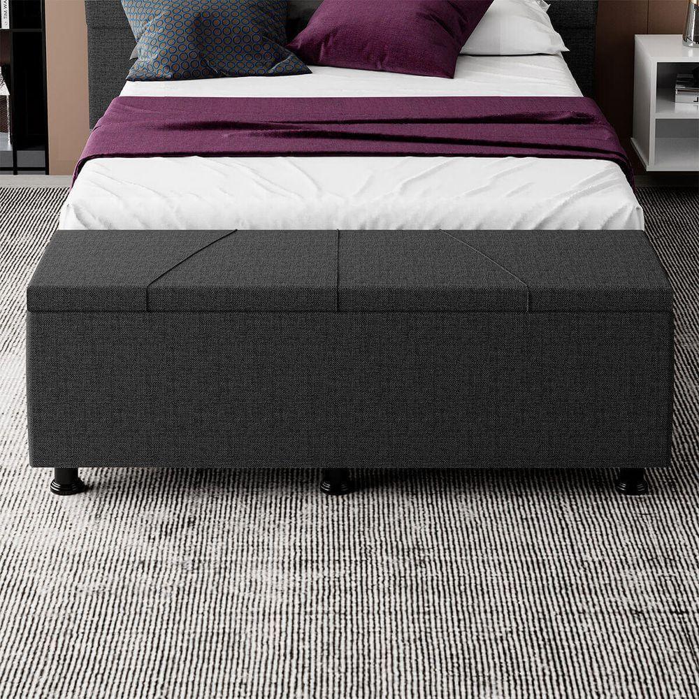 Baú Sapateira Estofada Casal Queen Size 160 Cm Júpiter Linho Skybox Preto - 4