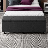 Baú Sapateira Estofada Casal Queen Size 160 Cm Júpiter Linho Skybox Preto