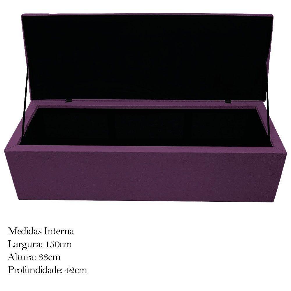 Calçadeira Baú Mel 160 Cm Queen Size Com Capitonê Suede Roxo - 5