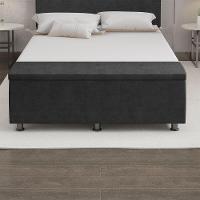 Baú Sapateira Estofada Casal Queen Size 160 Cm Terra Veludo Skybox Preto - 6