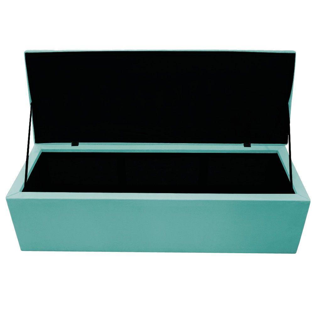 Calçadeira Baú Estofada Mel 140 Cm Casal Suede Azul Tiffany - 6