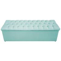 Calçadeira Baú Estofada Mel 140 Cm Casal Suede Azul Tiffany