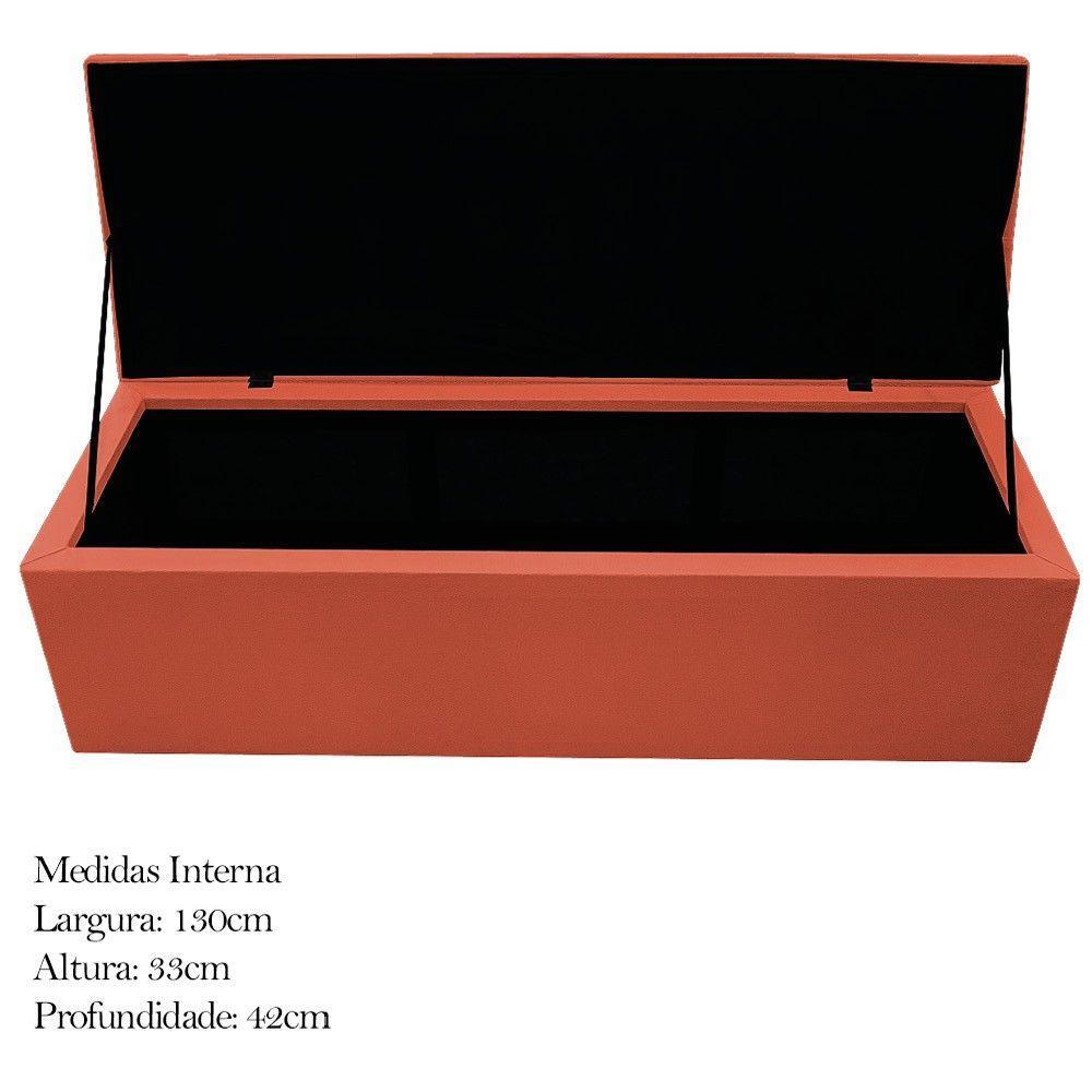 Calçadeira Baú Estofada Mel 140 Cm Casal Com Capitonê Suede Terracota - 2