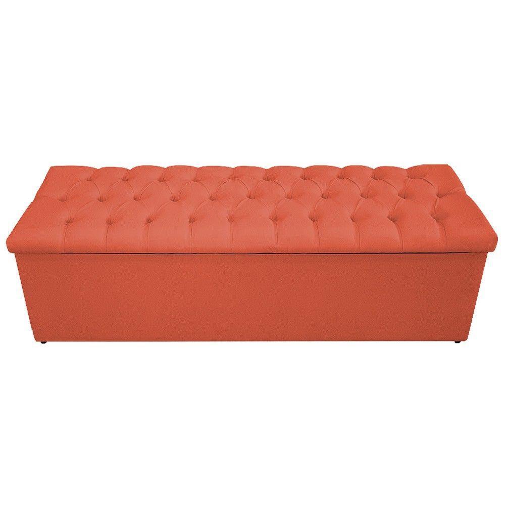 Calçadeira Baú Estofada Mel 140 Cm Casal Com Capitonê Suede Terracota - 5