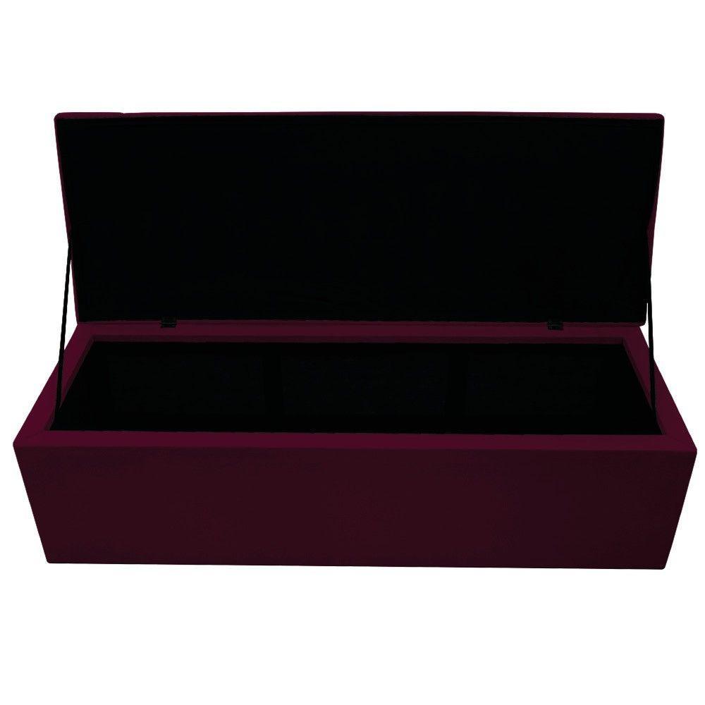 Calçadeira Baú Mel 140 Cm Casal Com Capitonê Suede Bordô - 6
