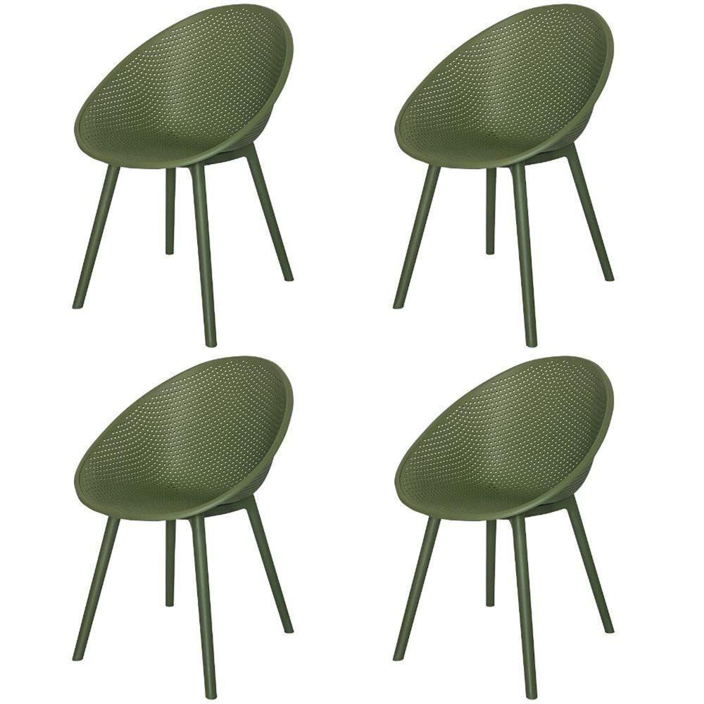 Kit 4 Cadeiras Drops Rivatti Em Polipropileno Verde Base Desmontável Verde - 1