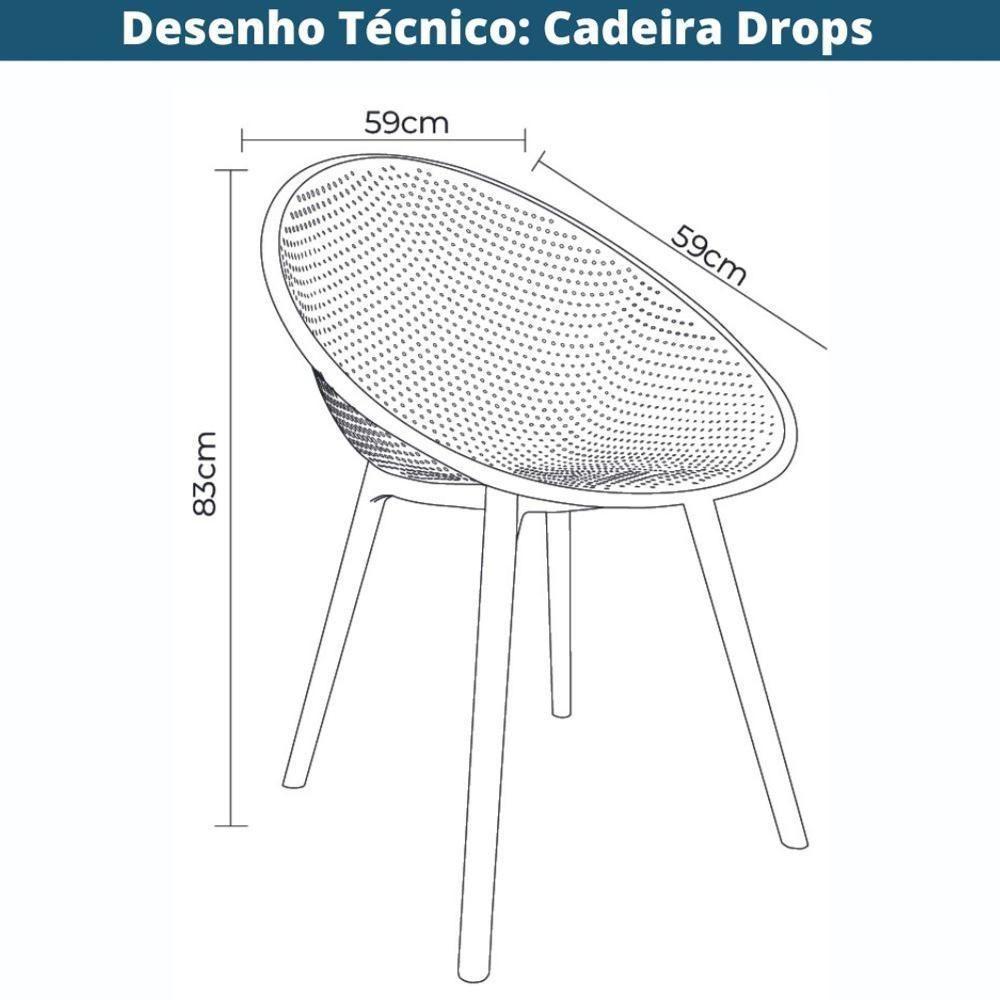 Kit 4 Cadeiras Drops Rivatti Em Polipropileno Verde Base Desmontável Verde - 4