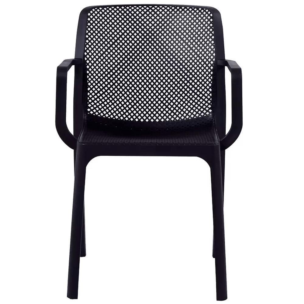 Kit 4 Cadeiras Com Braços Empilhavel Inmetro Sardenha Vega Fratini Polipropileno Preto - 5