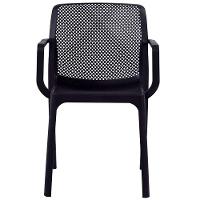 Kit 4 Cadeiras Com Braços Empilhavel Inmetro Sardenha Vega Fratini Polipropileno Preto - 5