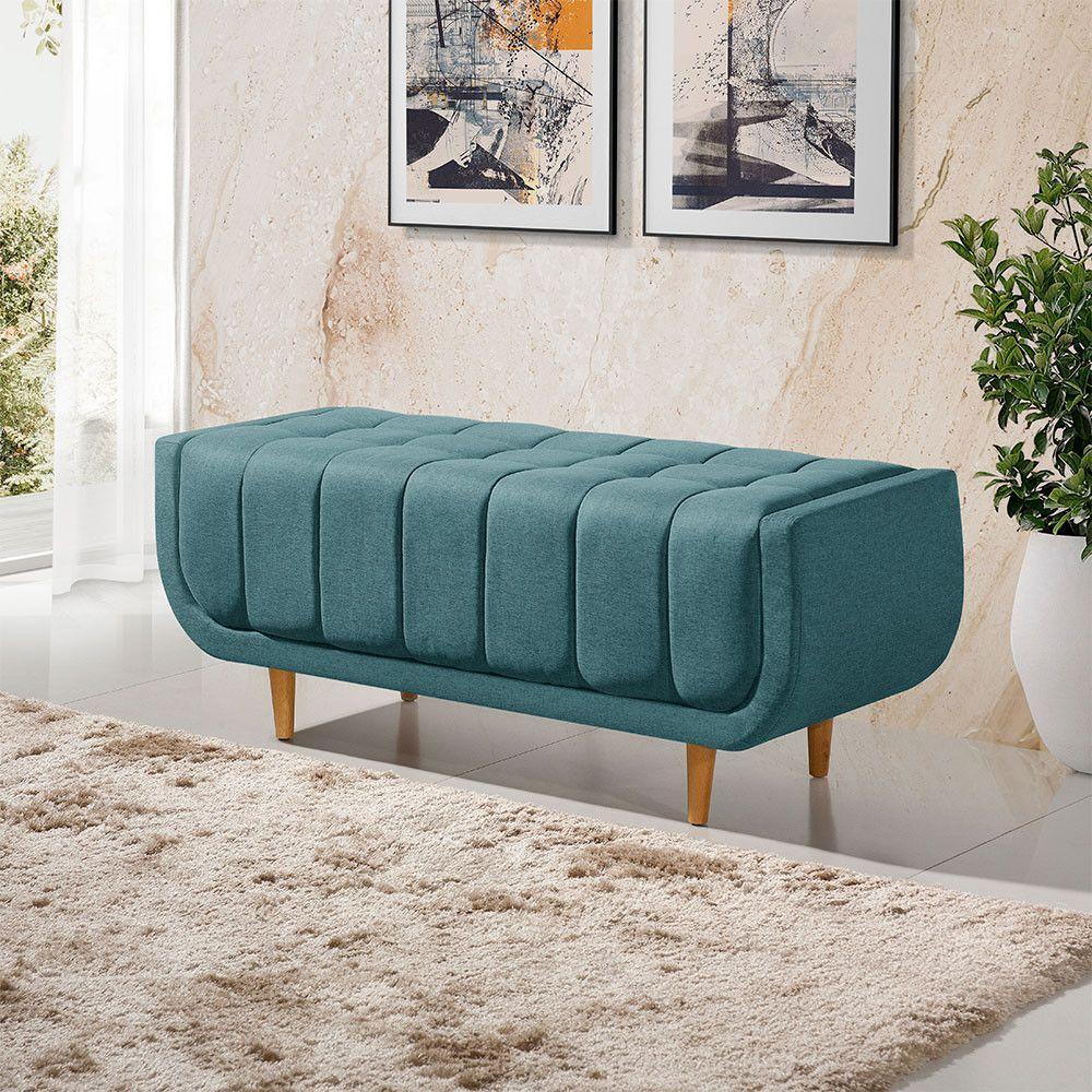 Recamier Alemanha 1,00m Com Base Madeira Linho Sofatec Verde - 1