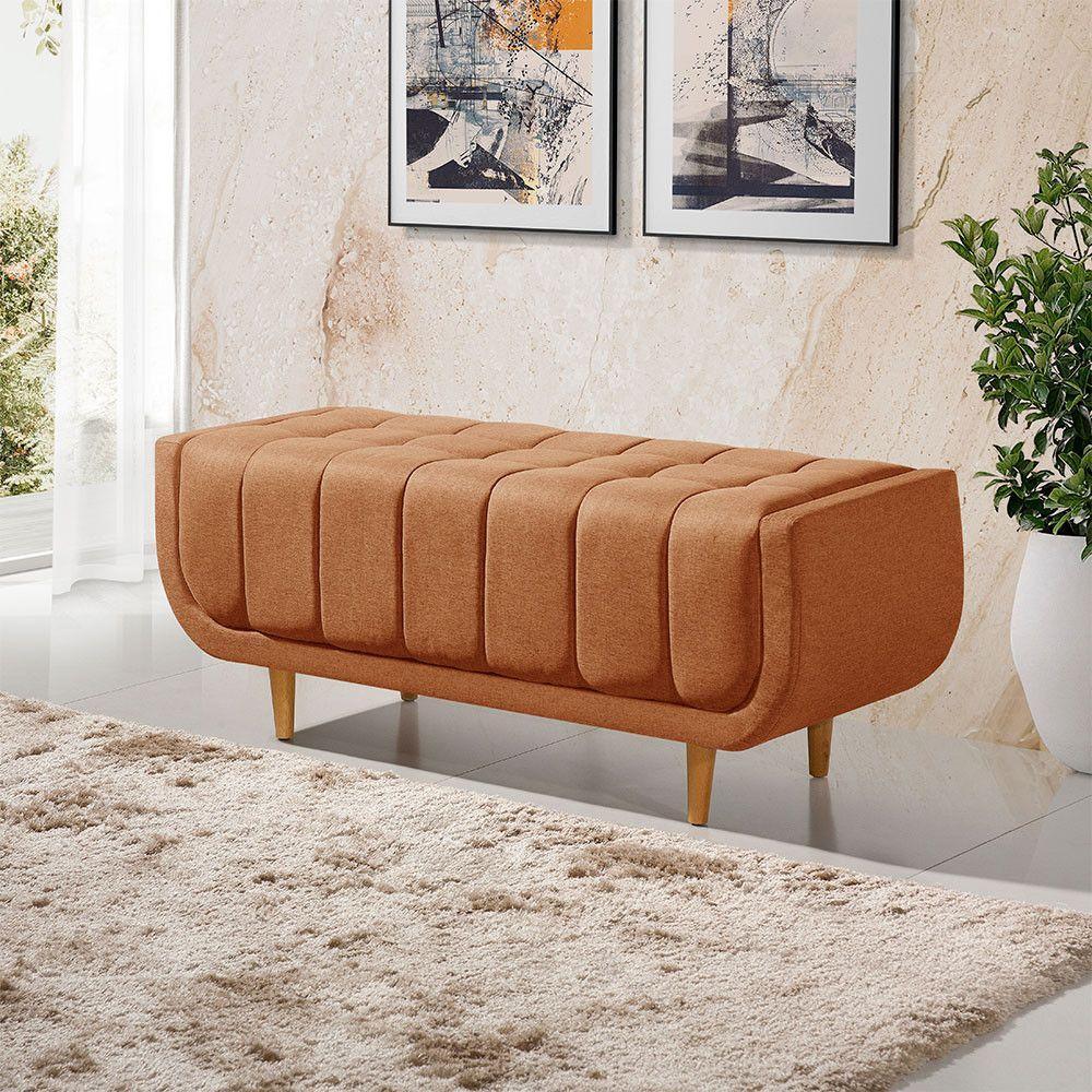 Recamier Alemanha 1,30m Com Base Madeira Linho Sofatec Tijolo - 1