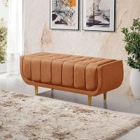 Recamier Alemanha 1,30m Com Base Madeira Linho Sofatec Tijolo - 1