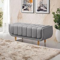 Recamier Alemanha 1,50m Com Base Madeira Linho Sofatec Prata - 1