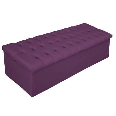 Calçadeira Baú Estofada Mel 140 Cm Casal Suede Roxo