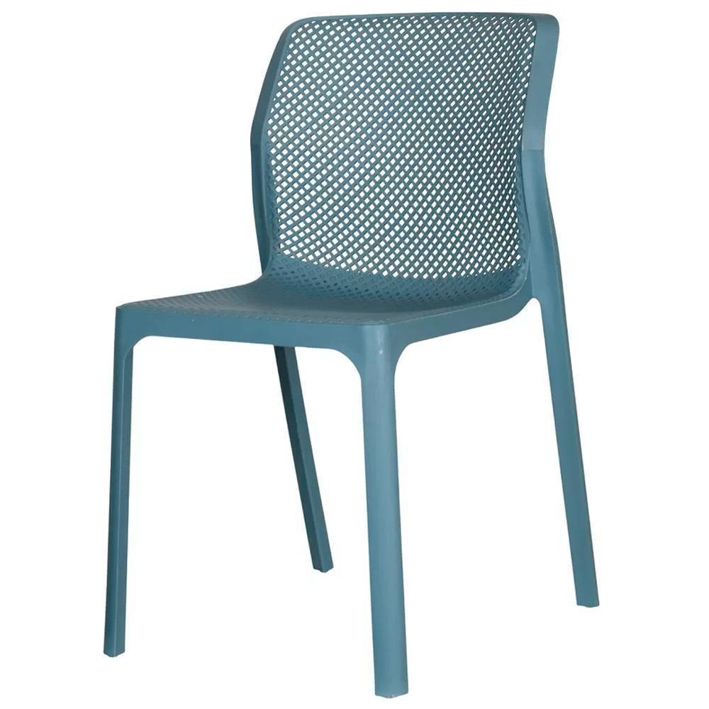 Kit 4 Cadeiras Empilhável Inmetro Capri Vega Fratini Em Polipropileno Azul Sonho Distante - 4