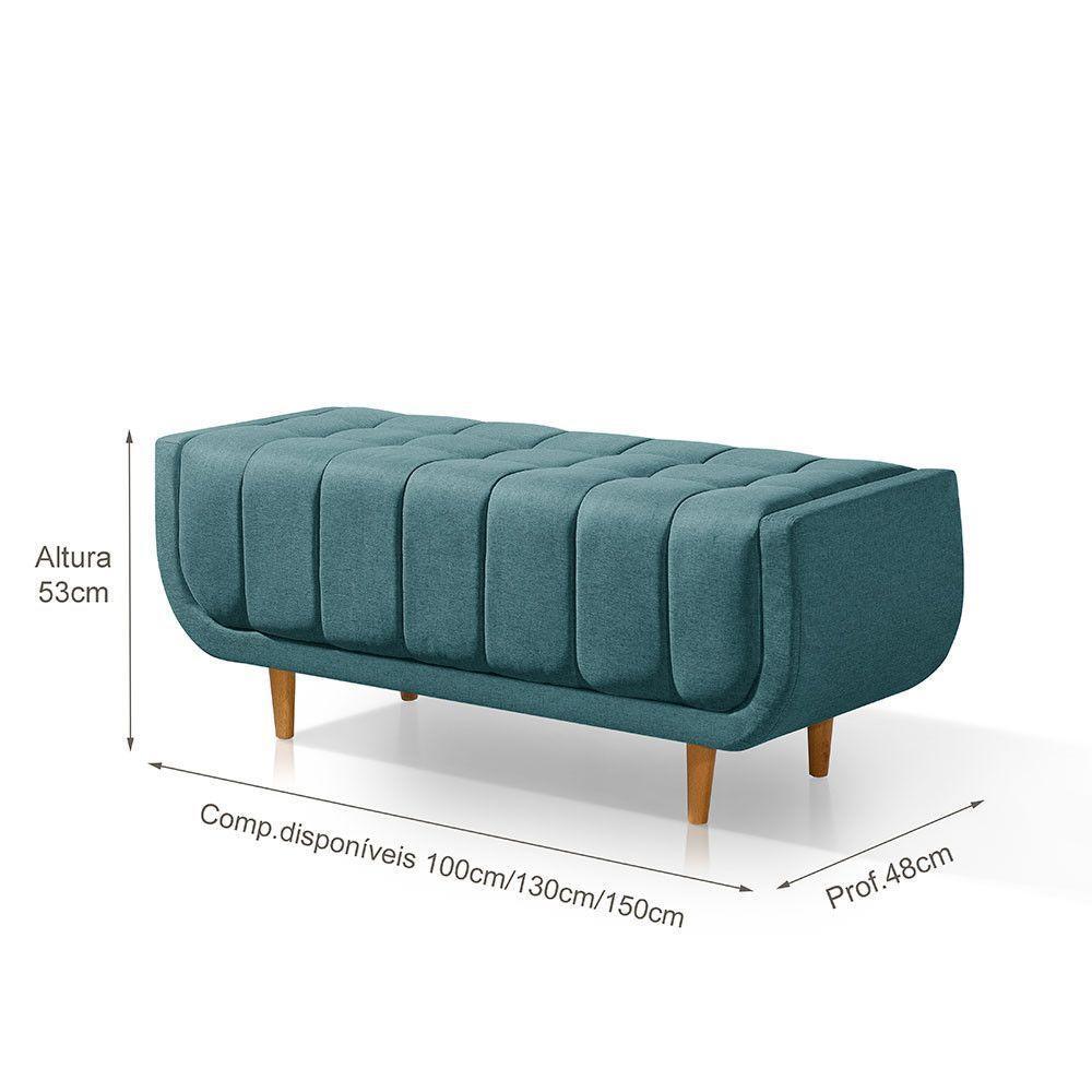 Recamier Alemanha 1,30m Com Base Madeira Linho Sofatec Verde - 2