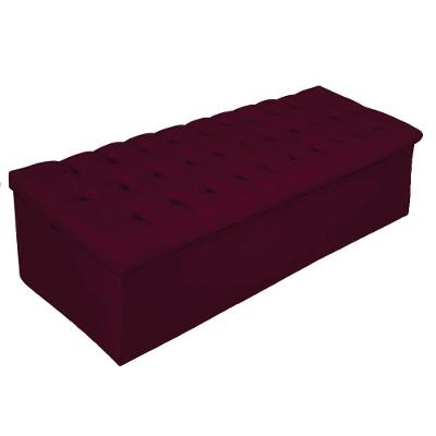 Calçadeira Baú Estofada 195cm King Size Bordô Adj Decor