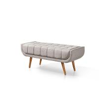 Recamier França 1,00m Com Base Madeira Linho Sofatec Palha - 3