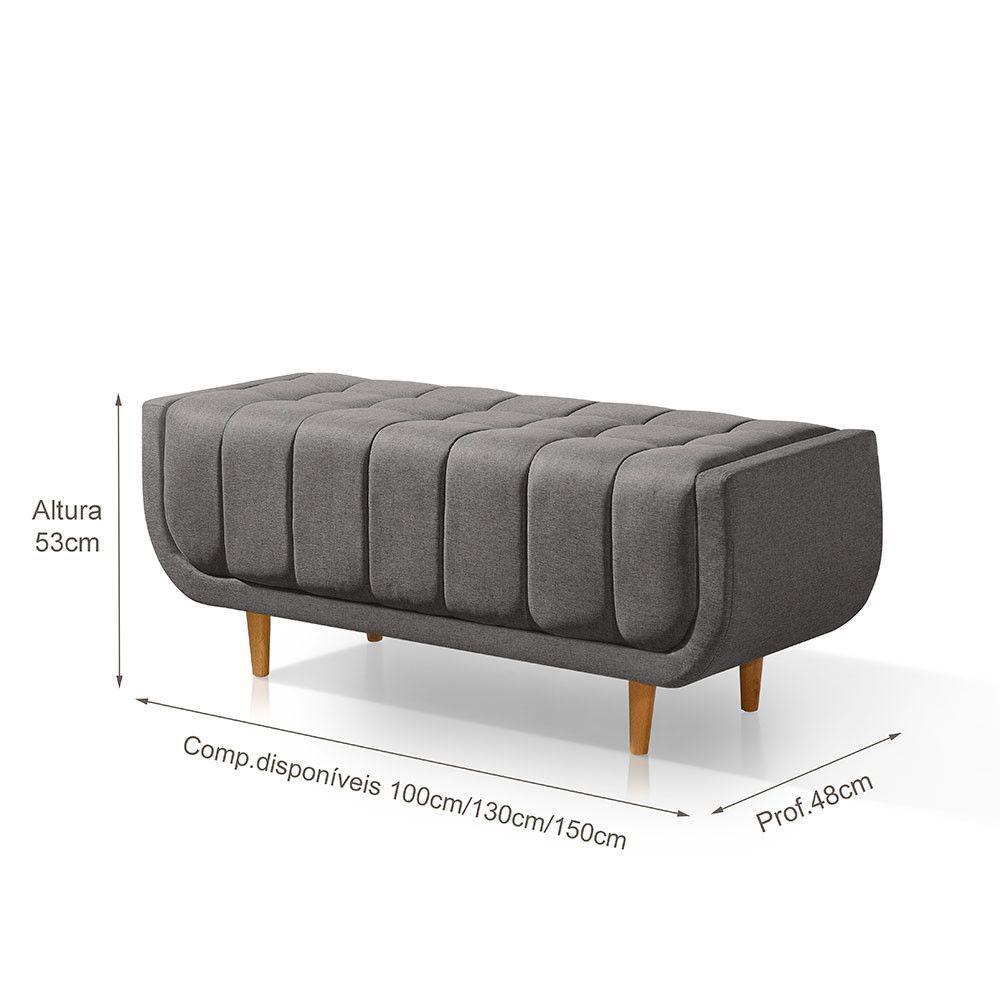 Recamier Alemanha 1,00m Com Base Madeira Linho Sofatec Grafite - 3