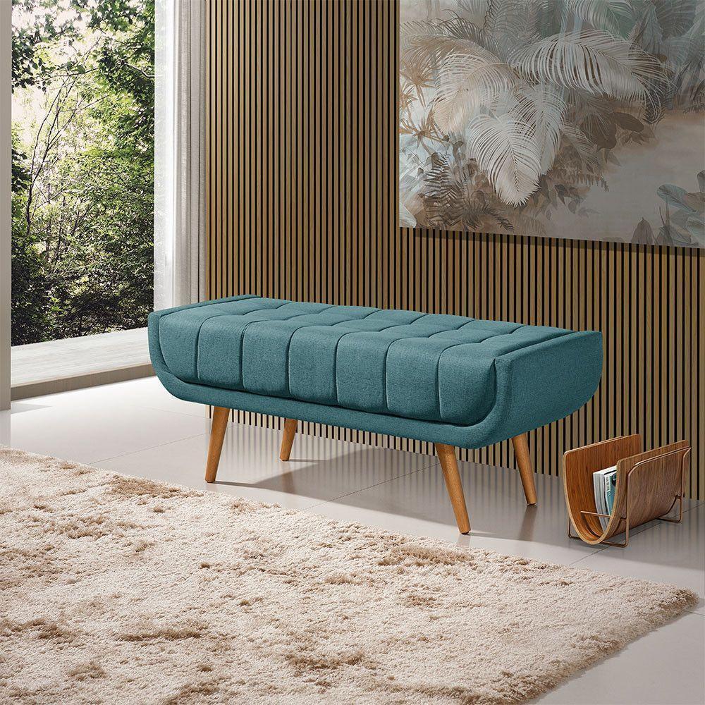 Recamier França 1,30m Com Base Madeira Linho Sofatec Verde - 3