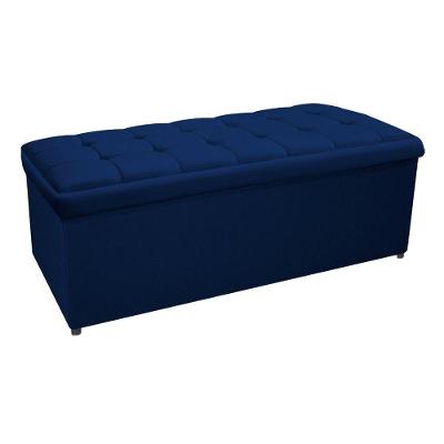 Calçadeira Copenhague 160cm Queen Size Suede Azul Marinho