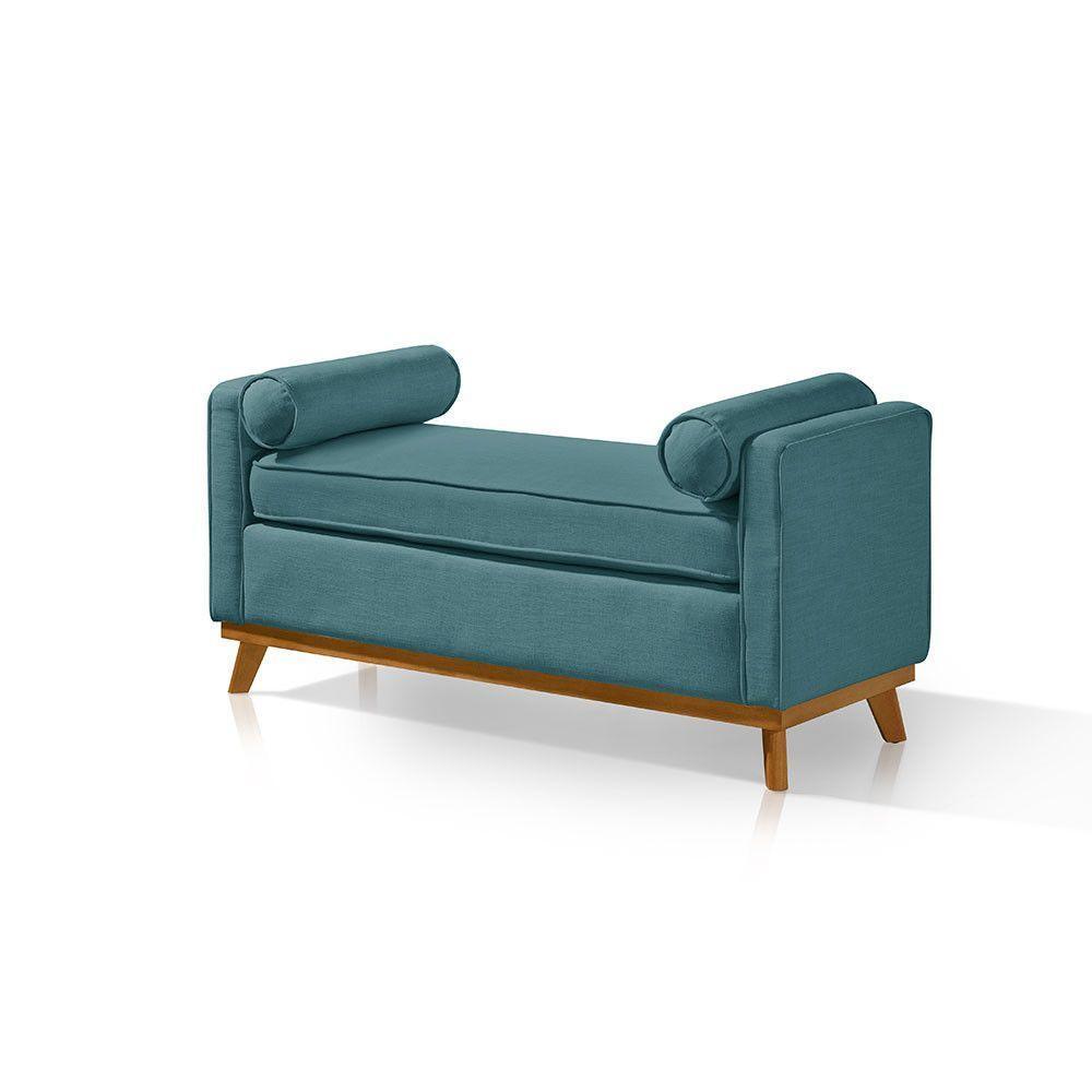 Recamier Italia 1,00m Com Base Madeira Linho Sofatec Verde - 4