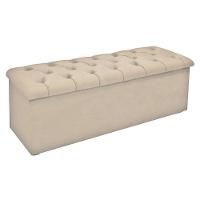 Recamier de Quarto Queen Size Lotus Suede Bege Simbal - 1