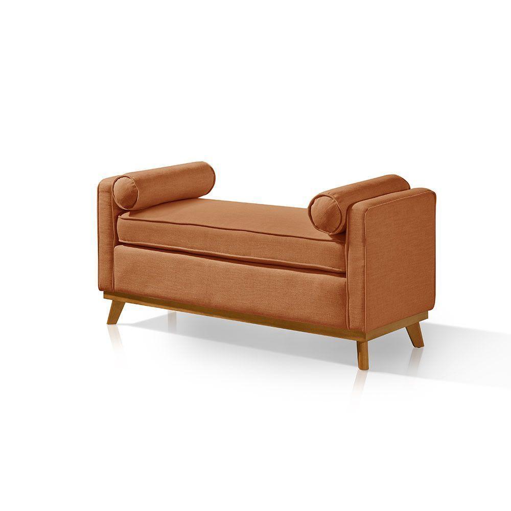 Recamier Italia 1,30m Com Base Madeira Linho Sofatec Tijolo - 3