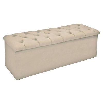 Recamier Calçadeira Queen Size Lotus Queen - Suede Bege - Simbal