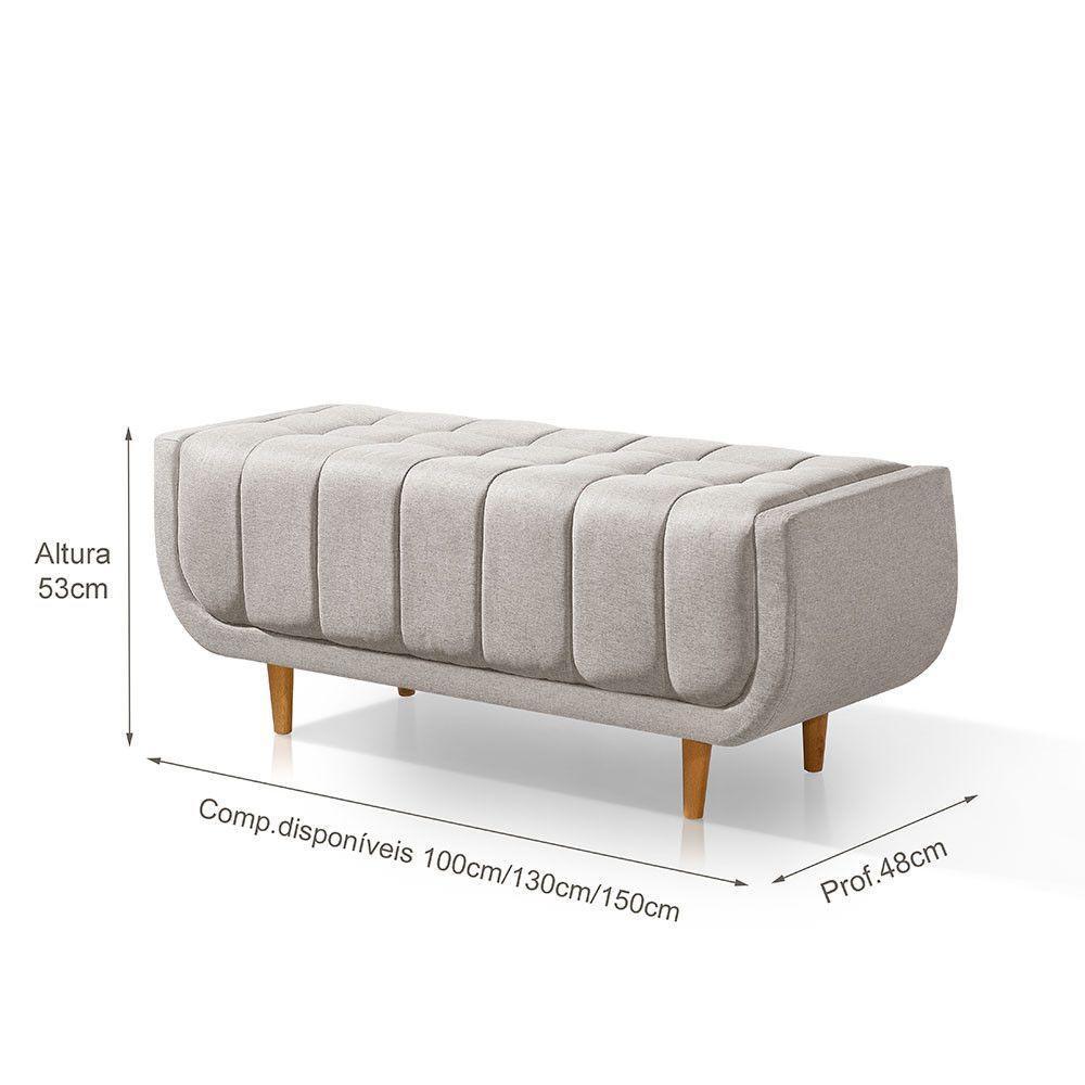 Recamier Alemanha 1,50m Com Base Madeira Linho Sofatec Palha - 3