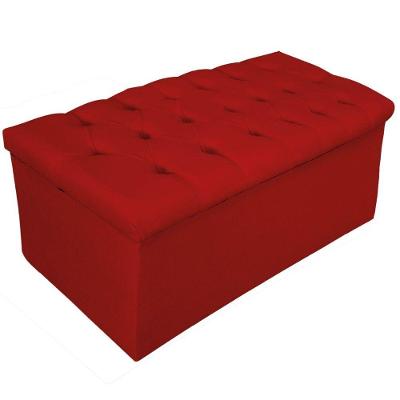 Calçadeira Baú Estofada 90cm Solteiro Vermelho Adj Decor