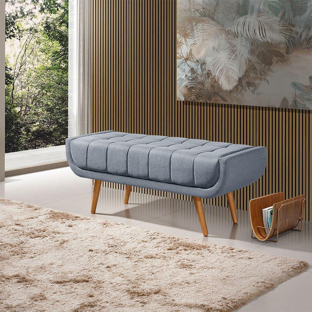 Recamier França 1,50m Com Base Madeira Linho Sofatec Azul - 1