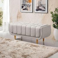 Recamier Alemanha 1,30m Com Base Madeira Linho Sofatec Palha - 1