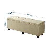 Baú Sapateira Estofada Casal Queen Size 160 Cm Júpiter Veludo Skybox Bege