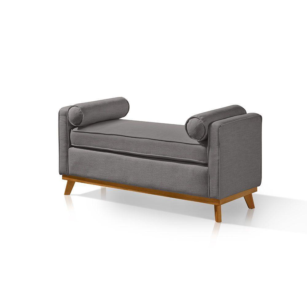 Recamier Italia 1,00m Com Base Madeira Linho Sofatec Grafite - 3