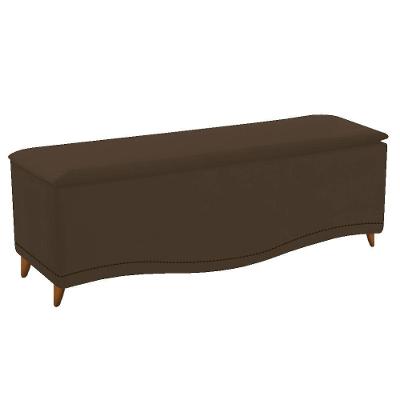 Calçadeira Estofada Yasmim 90 Cm Solteiro Suede Marrom