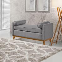 Recamier Italia 1,50m Com Base Madeira Linho Sofatec Prata - 1