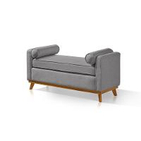 Recamier Italia 1,30m Com Base Madeira Linho Sofatec Prata - 3