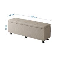 Baú Sapateira Estofada Casal Queen Size 160 Cm Marte Linho Skybox Bege - 2