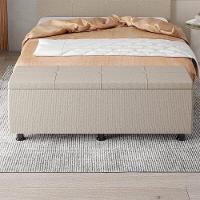 Baú Sapateira Estofada Casal Queen Size 160 Cm Marte Linho Skybox Bege - 6
